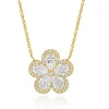 18 Karat Yellow Gold Diamond Flower Necklace