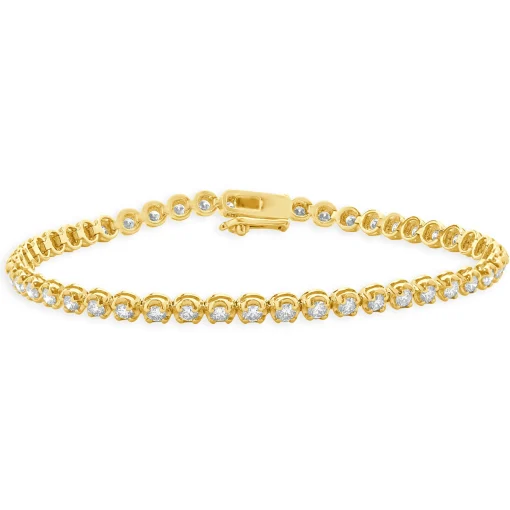 14 Karat Yellow Gold Diamond Tennis Bracelet