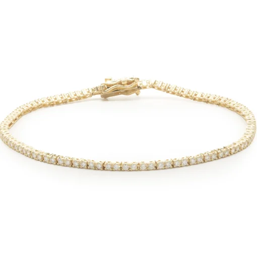 14 Karat Yellow Gold Diamond Tennis Bracelet