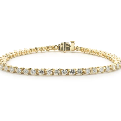 14 Karat Yellow Gold Diamond Tennis Bracelet