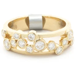 14 Karat Yellow Gold Diamond Bubble Band