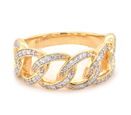14 Karat Yellow Gold Diamond Circle Link Band