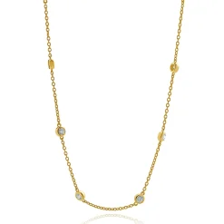 14 Karat Yellow Gold Diamond By The Yard Necklace