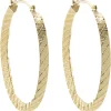 14 Karat Yellow Gold Diamond Cut Hoop Earrings