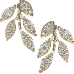 14 Karat Yellow Gold Diamond Floral Stud Earrings