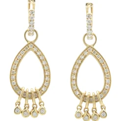 14 Karat Yellow Gold Diamond Pear Shape Drop Earring Enhancers