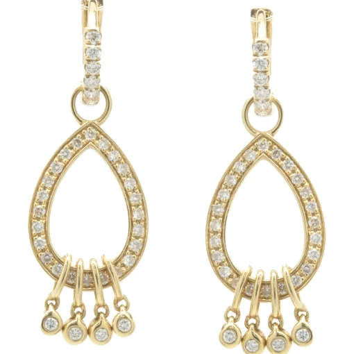 14 Karat Yellow Gold Diamond Pear Shape Drop Earring Enhancers