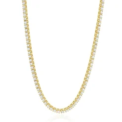 14 Karat Yellow Gold Diamond Inline Tennis Necklace