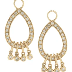 14 Karat Yellow Gold Diamond Pear Shape Drop Earring Enhancers