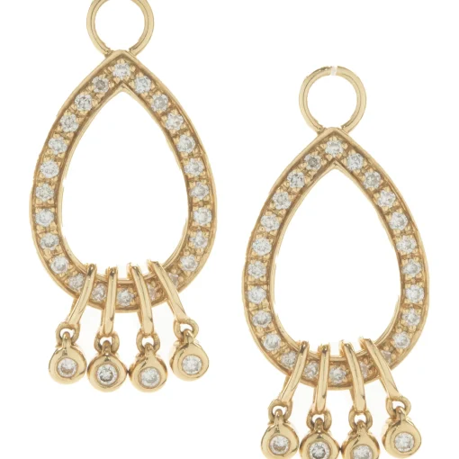 14 Karat Yellow Gold Diamond Pear Shape Drop Earring Enhancers