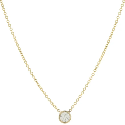 14 Karat Yellow Gold Diamond Solitaire Necklace