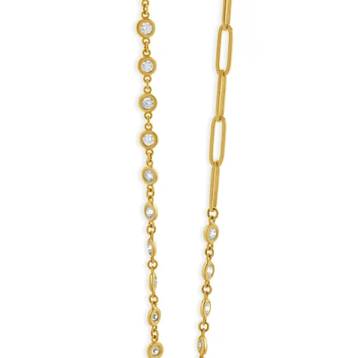 14 Karat Yellow Gold Diamonds By The Yard Paperclip Link Necklace