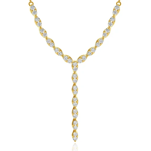 14 Karat Yellow Gold Diamond Lariat Necklace