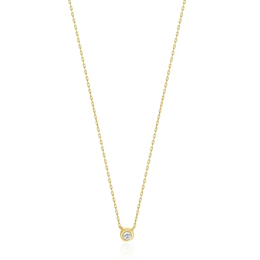 14 Karat Yellow Gold Diamond Solitaire Necklace