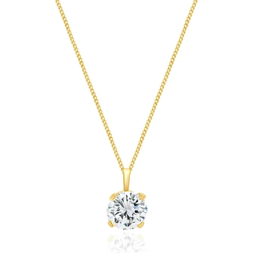 14 Karat Yellow Gold Diamond Solitaire Necklace