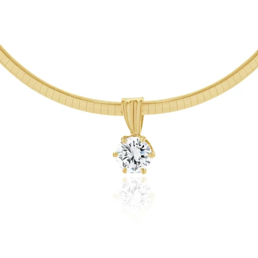 14 Karat Yellow Gold Diamond Solitaire Slide Necklace