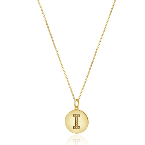 14 Karat Yellow Gold Diamond Initial I Necklace
