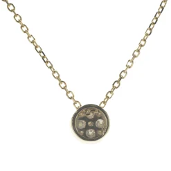 14 Karat Yellow Gold Diamond Bezel Cluster Necklace