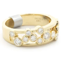 14 Karat Yellow Gold Diamond Bubble Band