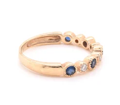 14 Karat Yellow Gold Diamond and Sapphire Band