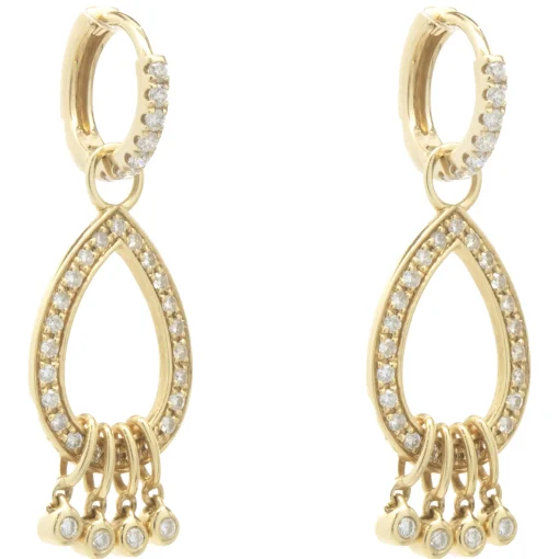 14 Karat Yellow Gold Diamond Pear Shape Drop Earring Enhancers