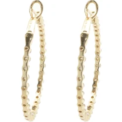 14 Karat Yellow Gold Diamond Inside Outside Hoop Earrings