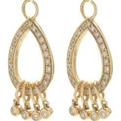 14 Karat Yellow Gold Diamond Pear Shape Drop Earring Enhancers