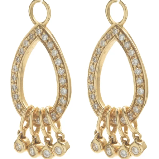 14 Karat Yellow Gold Diamond Pear Shape Drop Earring Enhancers