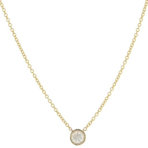 14 Karat Yellow Gold Diamond Solitaire Necklace