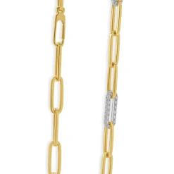 14 Karat Yellow Gold Diamond Paperclip Necklace