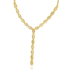 14 Karat Yellow Gold Diamond Lariat Necklace