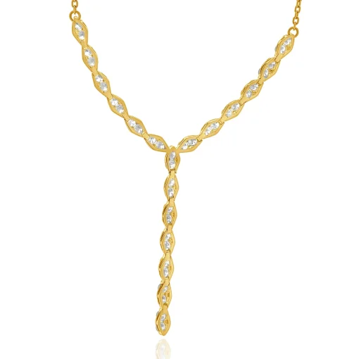 14 Karat Yellow Gold Diamond Lariat Necklace