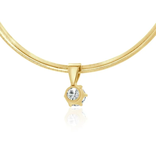 14 Karat Yellow Gold Diamond Solitaire Slide Necklace