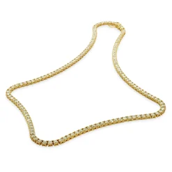 14 Karat Yellow Gold Diamond Inline Tennis Necklace