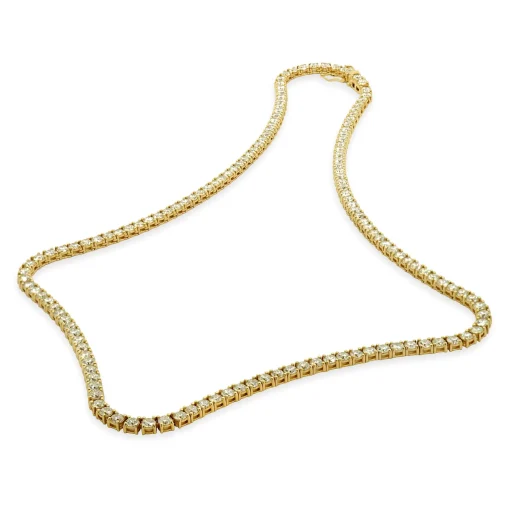 14 Karat Yellow Gold Diamond Inline Tennis Necklace
