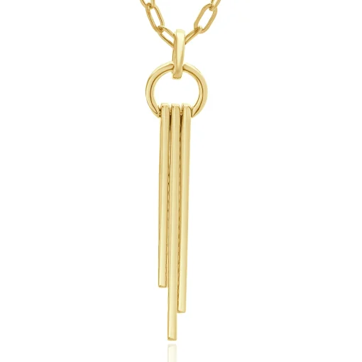 14 Karat Yellow Gold Diamond Three Row Lariat Necklace