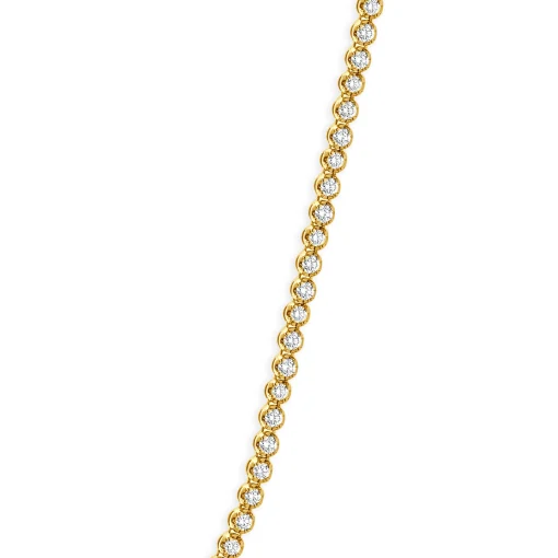 14 Karat Yellow Gold Diamond Cluster Tennis Necklace