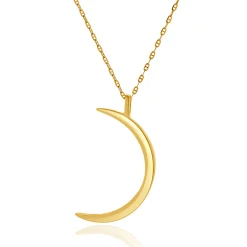 14 Karat Yellow Gold Diamond Crescent Moon Necklace