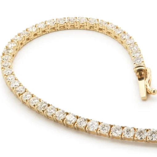 18 Karat Yellow Gold Diamond Tennis Necklace