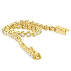 14 Karat Yellow Gold Diamond Tennis Bracelet