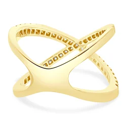14 Karat Yellow Gold Diamond X Band