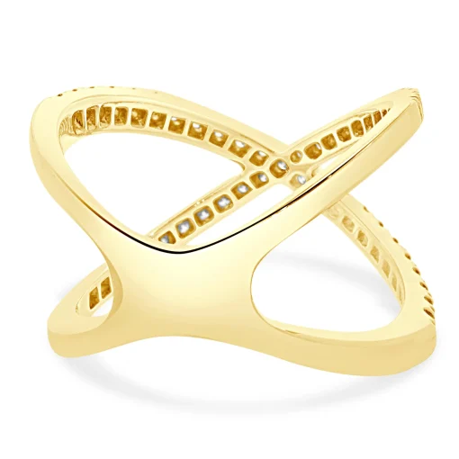 14 Karat Yellow Gold Diamond X Band