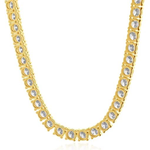 14 Karat Yellow Gold Diamond Inline Tennis Necklace