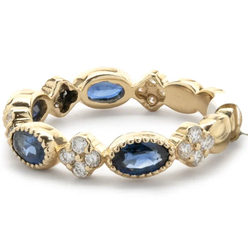 14 Karat Yellow Gold Diamond and Sapphire Star Band