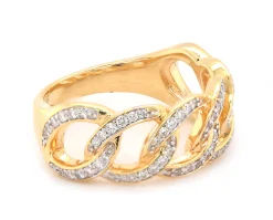 14 Karat Yellow Gold Diamond Circle Link Band