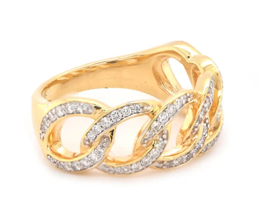 14 Karat Yellow Gold Diamond Circle Link Band