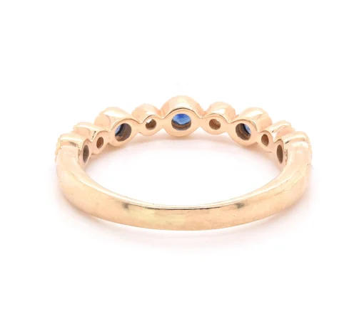 14 Karat Yellow Gold Diamond and Sapphire Band