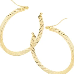 14 Karat Yellow Gold Diamond Cut Hoop Earrings