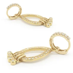 14 Karat Yellow Gold Diamond Pear Shape Drop Earring Enhancers