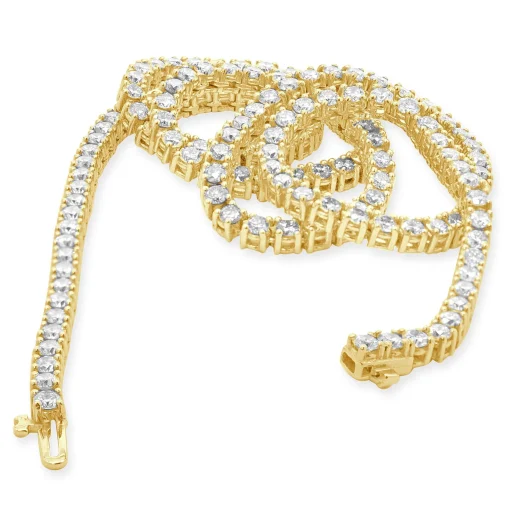 14 Karat Yellow Gold Diamond Inline Tennis Necklace